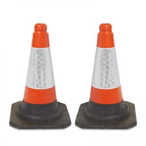 2 Red/Orange UK Road Traffic Cones
