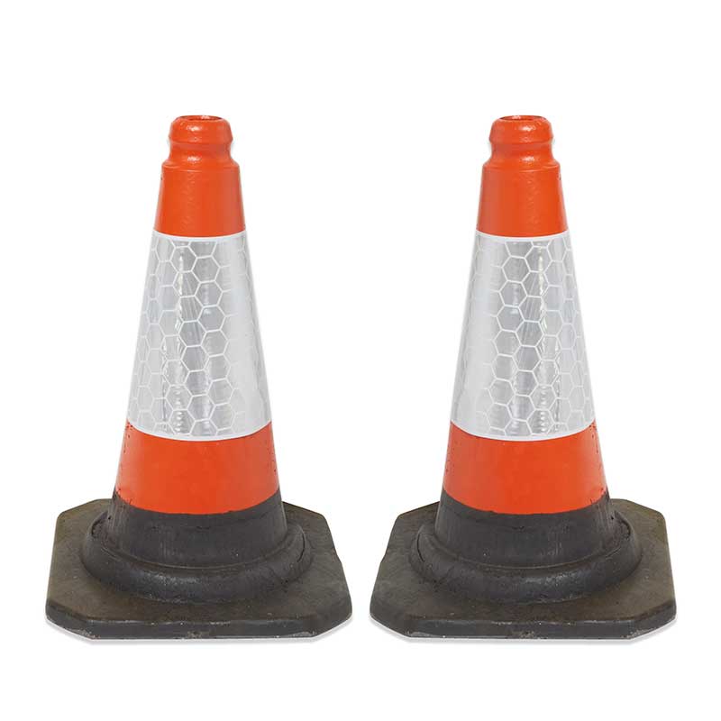 2 Red/Orange UK Road Traffic Cones