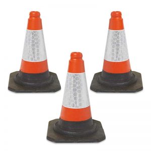 3 Red/Orange UK Road Traffic Cones