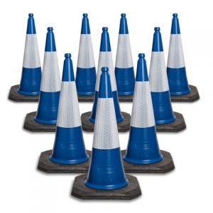 750mm and 1000mm Blue 2 Piece Road Traffic Cone in packs of 5 upwards