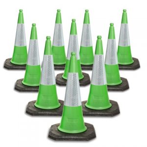 750mm and 1000mm 2 Piece Green Traffic Cones available in packs
