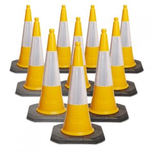 750mm and 1000mm 2 Piece Yellow Traffic Cone available in packs